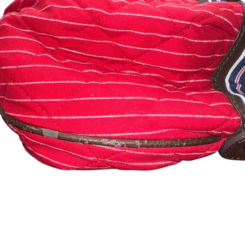 Vera Bradley Quilted Bucket Bag Purse‎ Red Striped Drawstring Shoulder Bag
